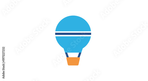 Illustration of a hot air balloon graphic design in sky blue and orange color scheme