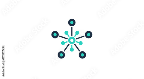 Abstract illustration of a network diagram showing interconnected nodes on a white background