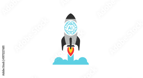 Conceptual depiction of artificial intelligence propelling business and technology forward