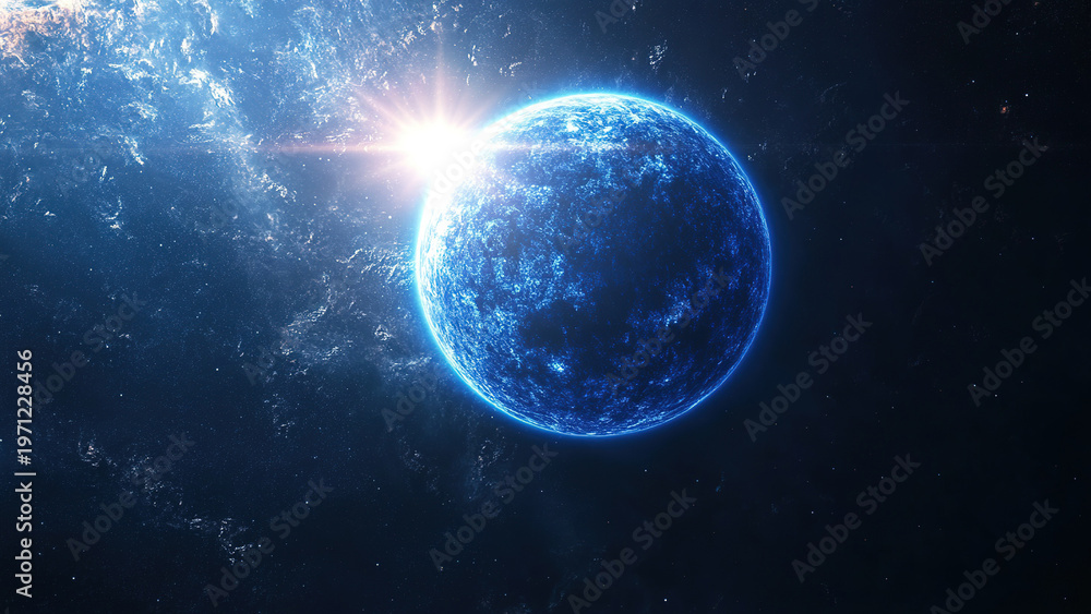 Fototapeta premium blue sun circle energy light, space, sky