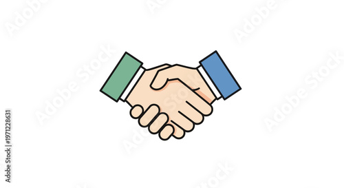 Illustration depicting a handshake symbolizing agreement, cooperation, and partnership