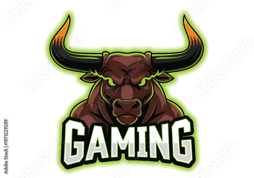 Angry bull gaming mascot logo design: Gaming logo - Gaming Mascot - esport mascot vector illustration  Logo, Mascot, E-Sport, vector mascot - Mascot Logo