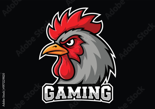 Aggressive rooster head esports logo: Gaming logo - Gaming Mascot - esport mascot vector illustration  Logo, Mascot, E-Sport, vector mascot - Mascot Logo