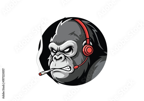 Gorilla gamer mascot with headset: Gaming logo - Gaming Mascot - esport mascot vector illustration  Logo, Mascot, E-Sport, vector mascot - Mascot Logo