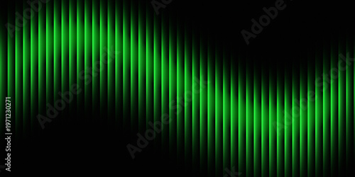 Abstract digital background featuring luminous green vertical lines creating a dynamic waveform pattern on a dark backdrop, perfect for technology and modern design concepts.