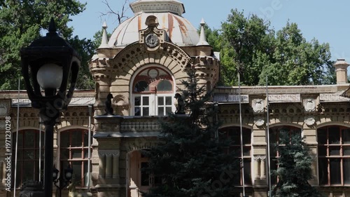 Tashkent (Toshkent), Uzbekistan (O'zbekiston) - May 26, 2025: Zoom in to the historic Prince Romanov Palace