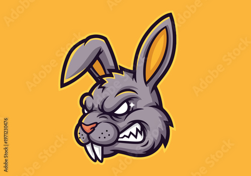 Fierce gray rabbit head mascot logo: Gaming logo - Gaming Mascot - esport mascot vector illustration  Logo, Mascot, E-Sport, vector mascot - Mascot Logo