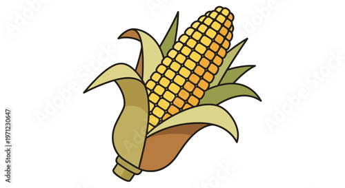 A cartoon illustration of an ear of corn.