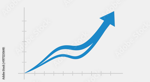 Blue arrow graph showing growth trend.