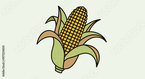A colorful illustration of an ear of corn.