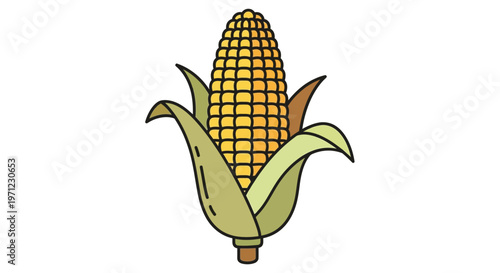 A cartoon illustration of an ear of corn.