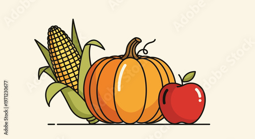 Autumn harvest still life with pumpkin.