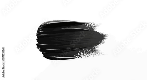 Black mascara brush stroke on white background