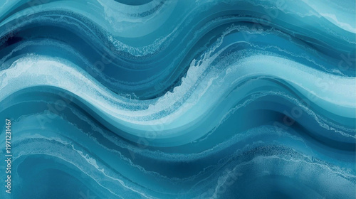 Abstract Blue Ocean Wave Fluid Texture Background