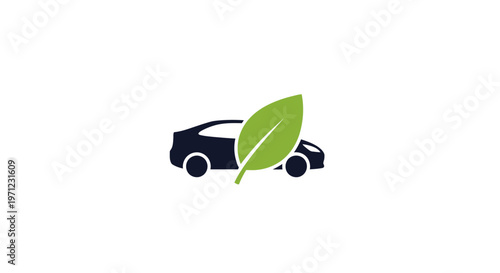 Eco-friendly car concept with leaf design against a white backdrop for various uses