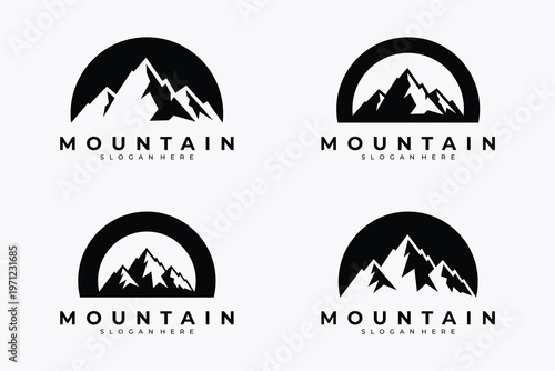 Set of minimalist mountain logo design