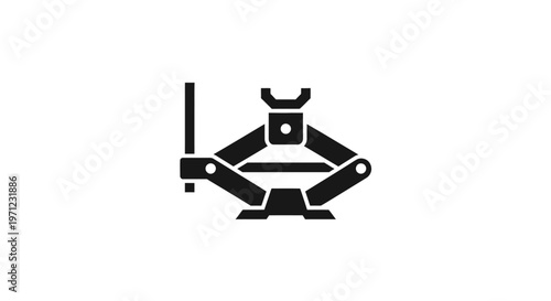 Simple Black and White Car Jack Icon for Automotive and Transportation Concepts