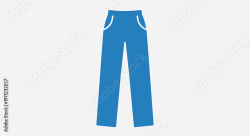 Minimalist Blue Pants Icon Isolated on White Background for Fashion Concepts
