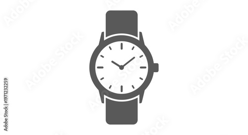 Minimalist watch illustration depicting timekeeping and fashion, a classic design