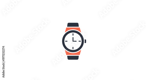 Minimalist wristwatch icon illustration on a white backdrop, time concept representation