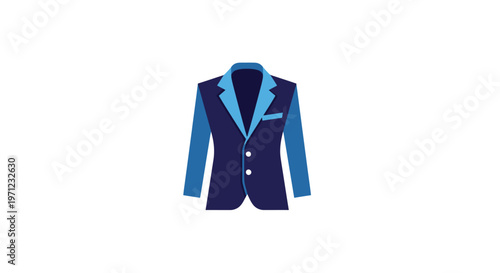 Illustration of a stylish blue and navy blazer jacket perfect for business and fashion