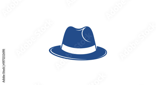Minimalist Blue Fedora Hat Design on White Background Ideal for Diverse Applications