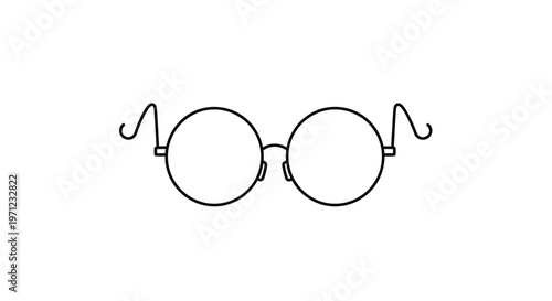 Minimalist outline of round spectacles on a white backdrop, ideal for design elements