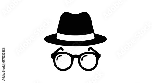 Silhouette illustration of a fedora and glasses representing mystery and anonymity