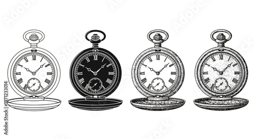 Collection of stylized laptop computer icons, showcasing different perspectives and fill styles for digital design applications