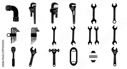 Collection of stylized laptop computer icons, showcasing different perspectives and fill styles for digital design applications