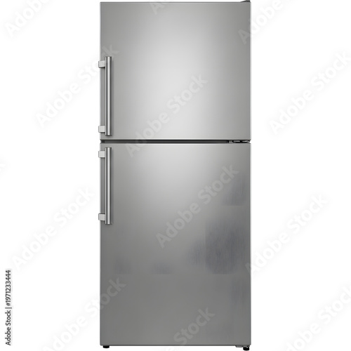 A large silver french door refrigerator