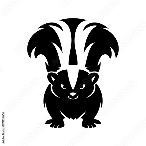 Logotipo con dibujo minimalista con líneas de una mofeta vista de frente 