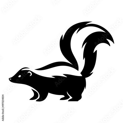 Logotipo con dibujo minimalista con líneas de una mofeta de perfil