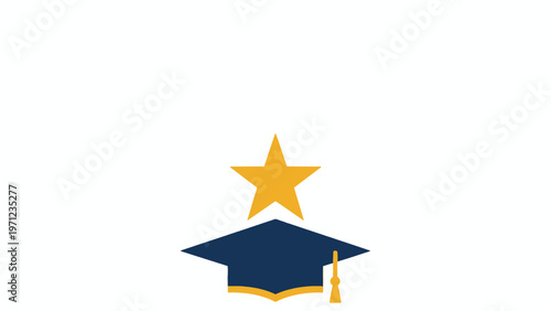 Graduation Cap and Star Icon Representing Academic Excellence