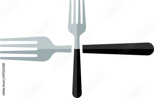 Crossed Forks Kitchen Utensils.