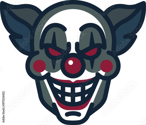 Cartoon evil clown face.