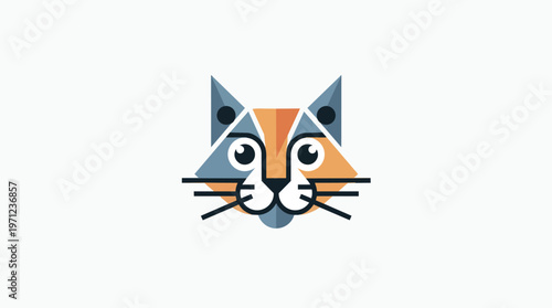Colorful Cat Face Illustration.