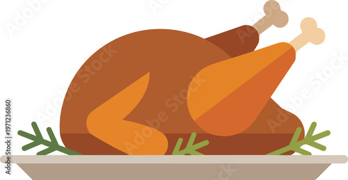 Roasted Turkey on Plate.