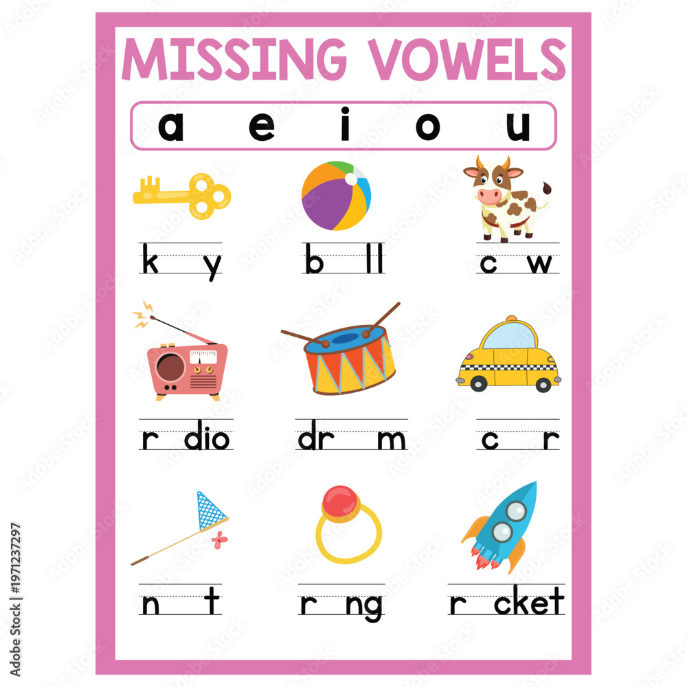 Obraz premium vowels activities worksheet for kids page 04