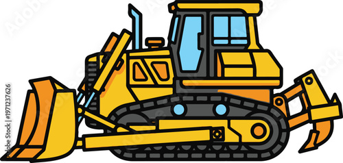 Bulldozer, heavy equipment, construction vehicle, yellow tractor, earth mover