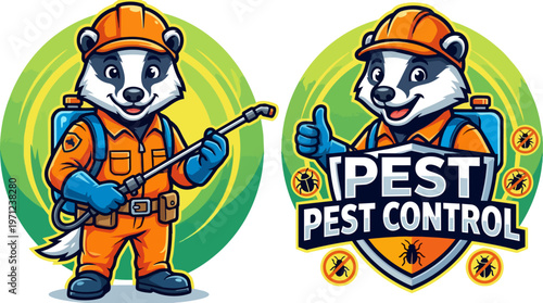 Pest Control Cartoon Badger Worker.