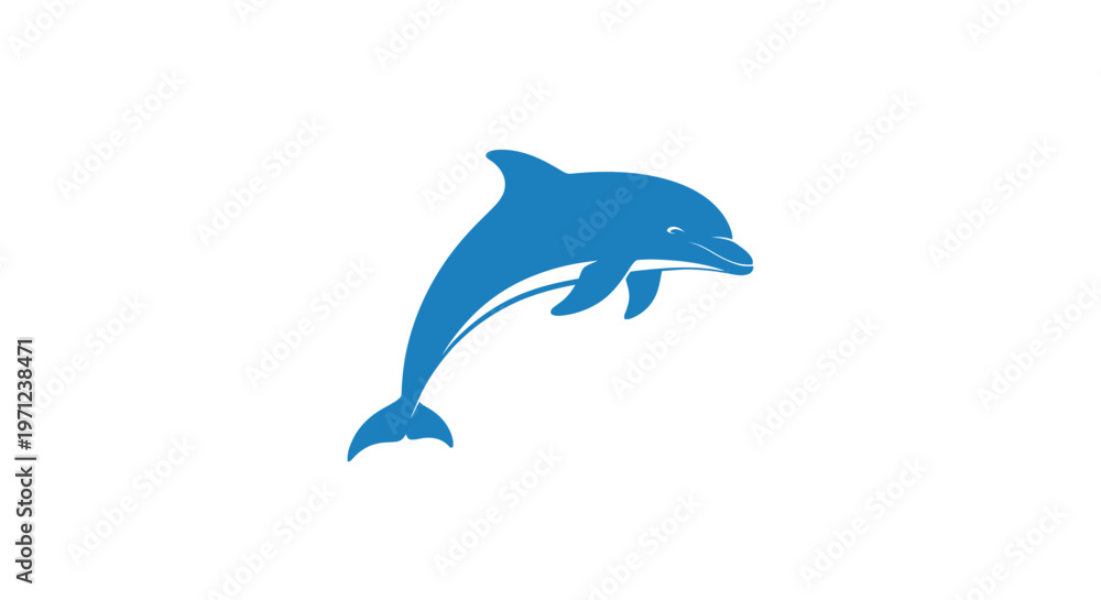 Obraz premium A vibrant blue dolphin leaping gracefully against a clean white backdrop no comma at the end