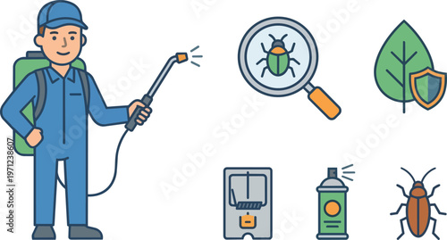 Pest control worker with equipment.