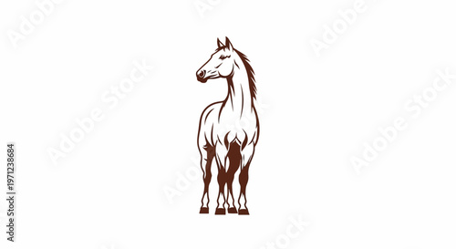Elegant Horse Silhouette: A Minimalist Brown Line Art Design on White Background