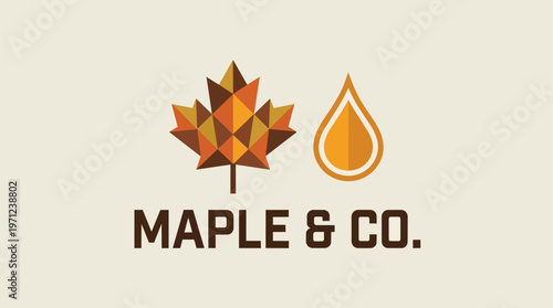 Maple syrup logo with leaf.