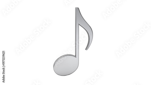 Bild auf Leinwand Metallic silver music note symbol, reflecting light with a glossy finish