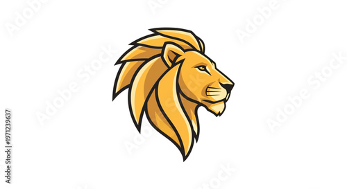 A Majestic Lion Head Illustrative Design in Profile Showcasing Power and Regality