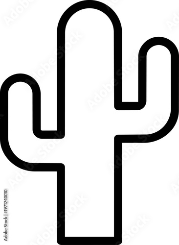 Cactus Plant Black Outline Icon.