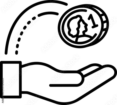Hand receiving a coin.