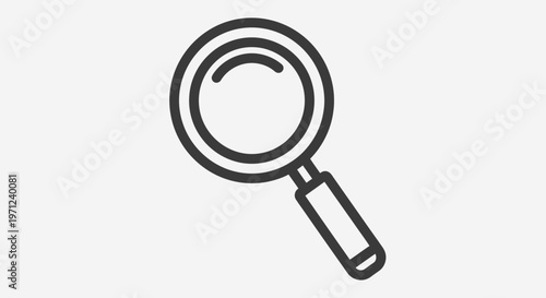 Magnifying glass icon on white background, symbol of search and investigation concept